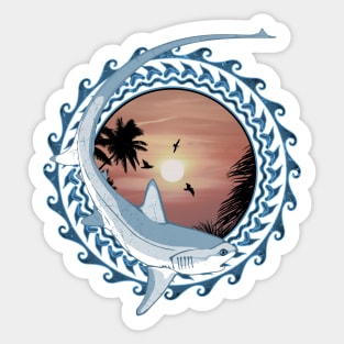 Thresher Shark Polynesian Design Sticker